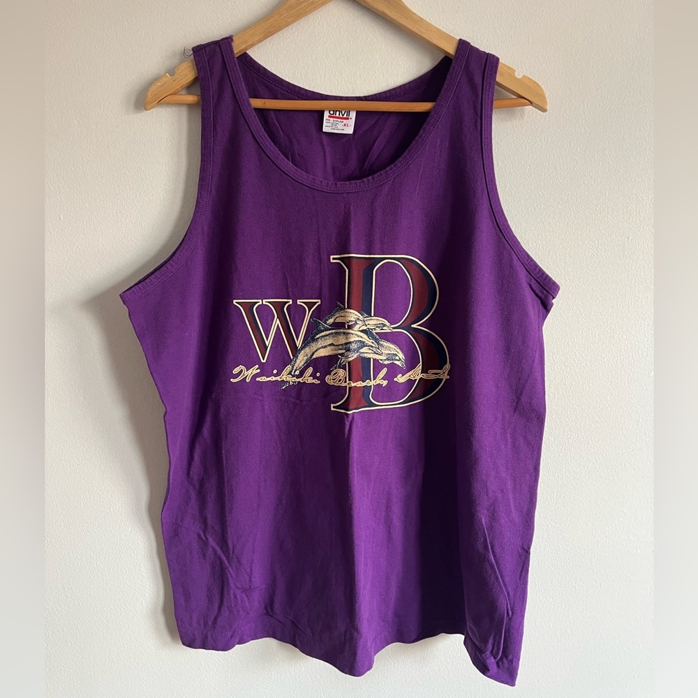 Vintage Waikiki Beach Flordia Tank / XL / Anvil / 1990s / Purple